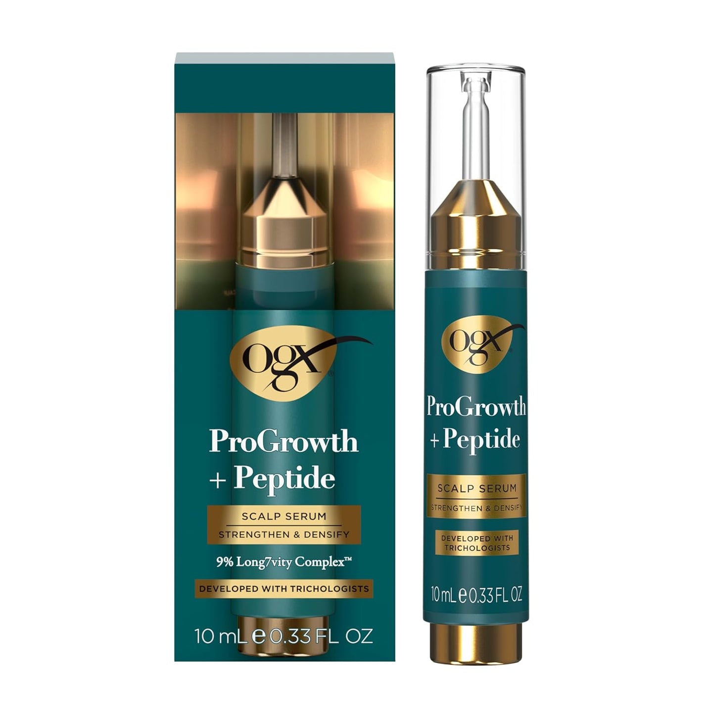 OGX ProGrowth + Peptide Scalp Serum – Wellness Bath-Time Ritual, Peptide-Rich Leave-In Root Treatment