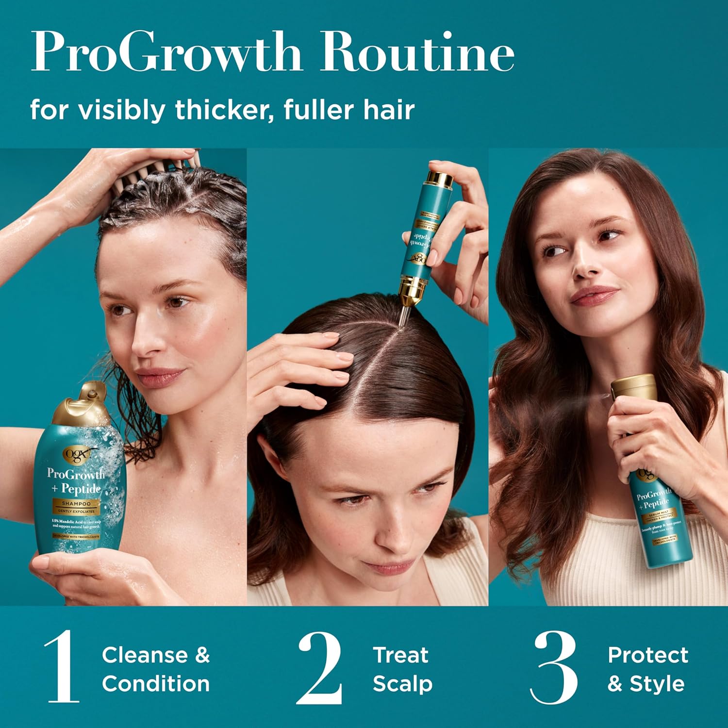 OGX ProGrowth + Peptide Serum Mist – Single-Step Heat Defense for a Streamlined Styling Shelf, 6.5 fl oz