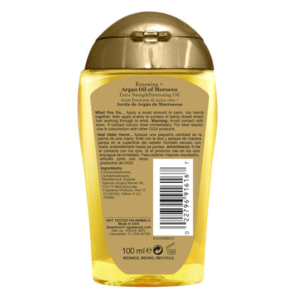 OGX Renewing Argan Oil of Morocco Hair Oil – Salon-Grade Shine Serum for Color-Treated and Damaged Hair, 3.3 Fl Oz