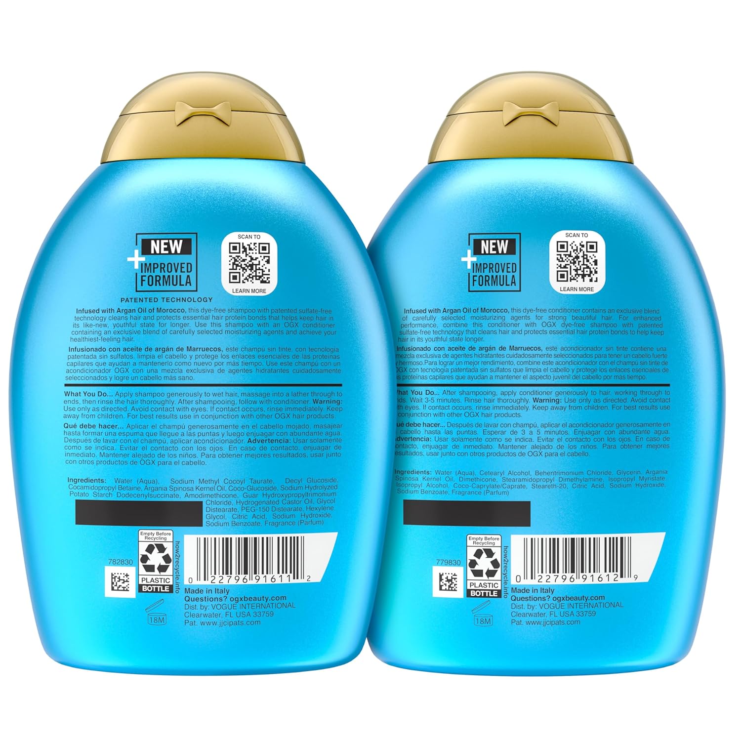 OGX Renewing + Argan Oil of Morocco Shampoo & Conditioner Set – Premium Spa-Like Hair Repair with Argan Oil Infusion, Sulfate-Free 13 fl oz 2 Pack
