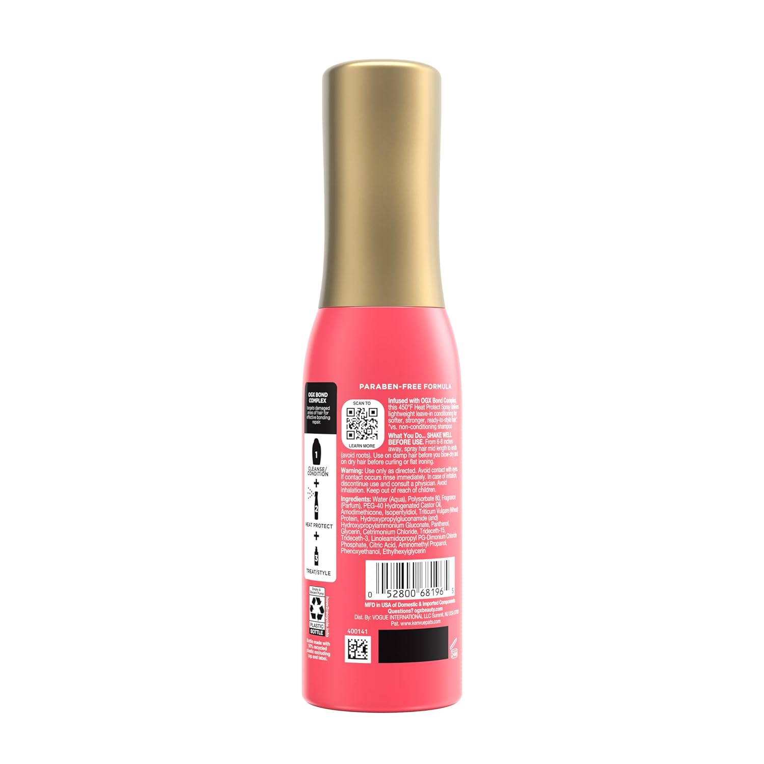 OGX Repair & Protect Weightless Heat Protect Mist – Elevated Bond Protein Repair Gift-Ready Hair Care, 6.5 fl oz