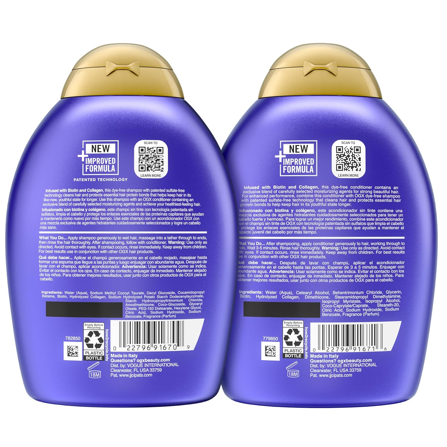 OGX Thick & Full + Biotin and Collagen – Thoughtful Birthday Gift Set for Her, Volumizing Shampoo and Conditioner Duo 2-Pack