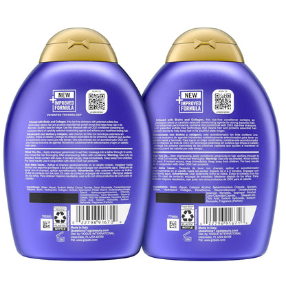 OGX Thick & Full + Biotin and Collagen – Wind-Down Shower Ritual Set for Fine, Thinning Hair, Sulfate-Free Volumizing 2-Pack
