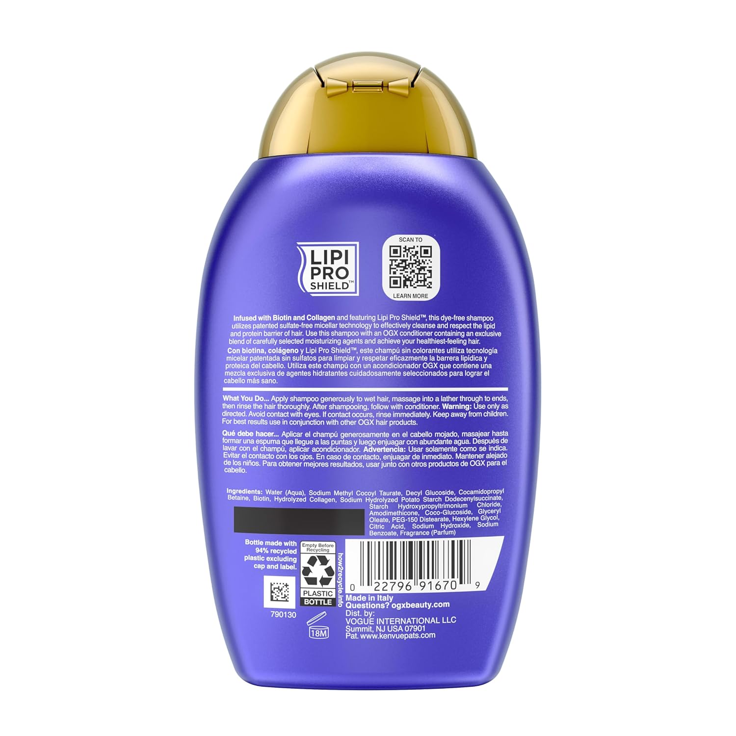 OGX Thick & Full Biotin & Collagen Volumizing Shampoo – Thoughtful Birthday Gift for Women with Fine Hair, 13 fl oz