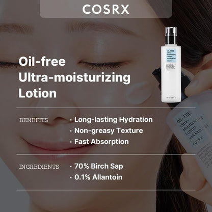oil-free, lightweight lotion texture with fast and smooth absorption