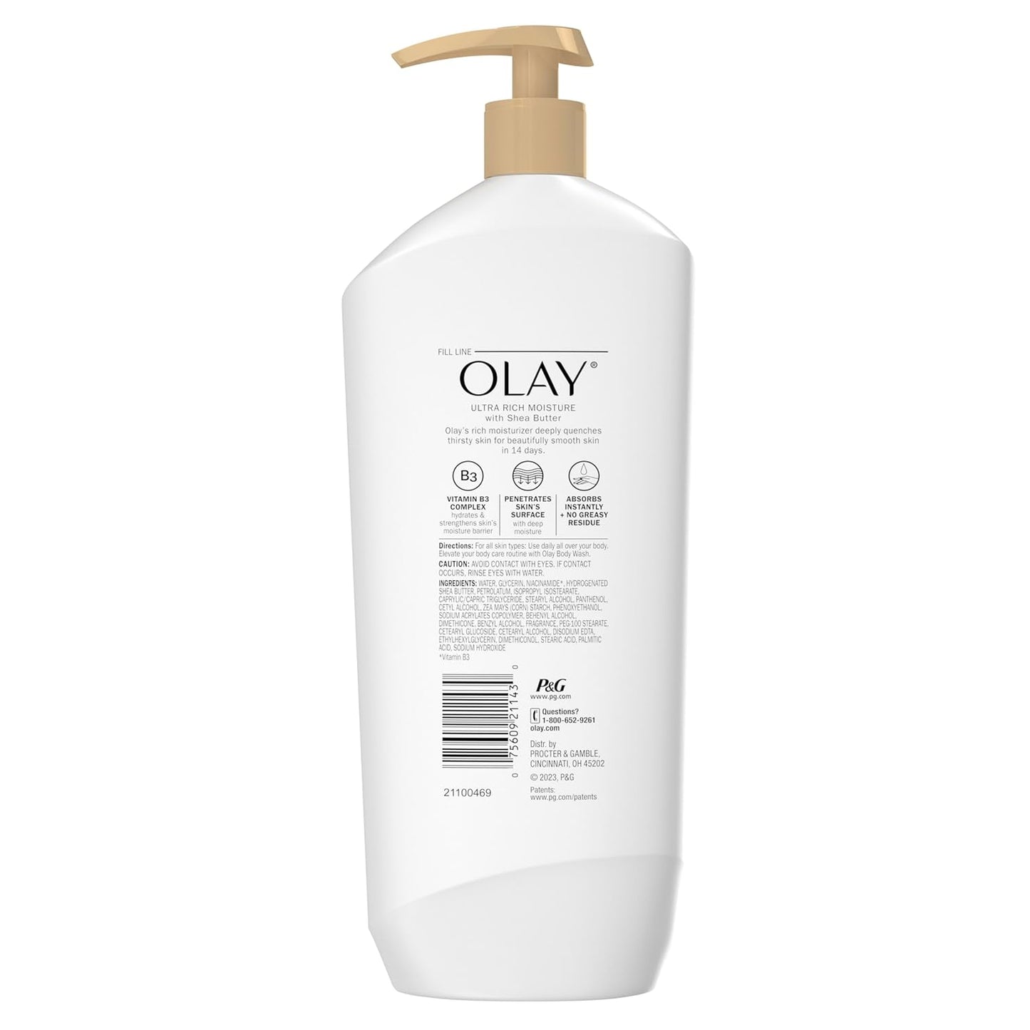 Olay Body Lotion – Premium Body Moisturizer for Her, Vitamin B3 Complex in an 18 fl oz Elegant Bottle