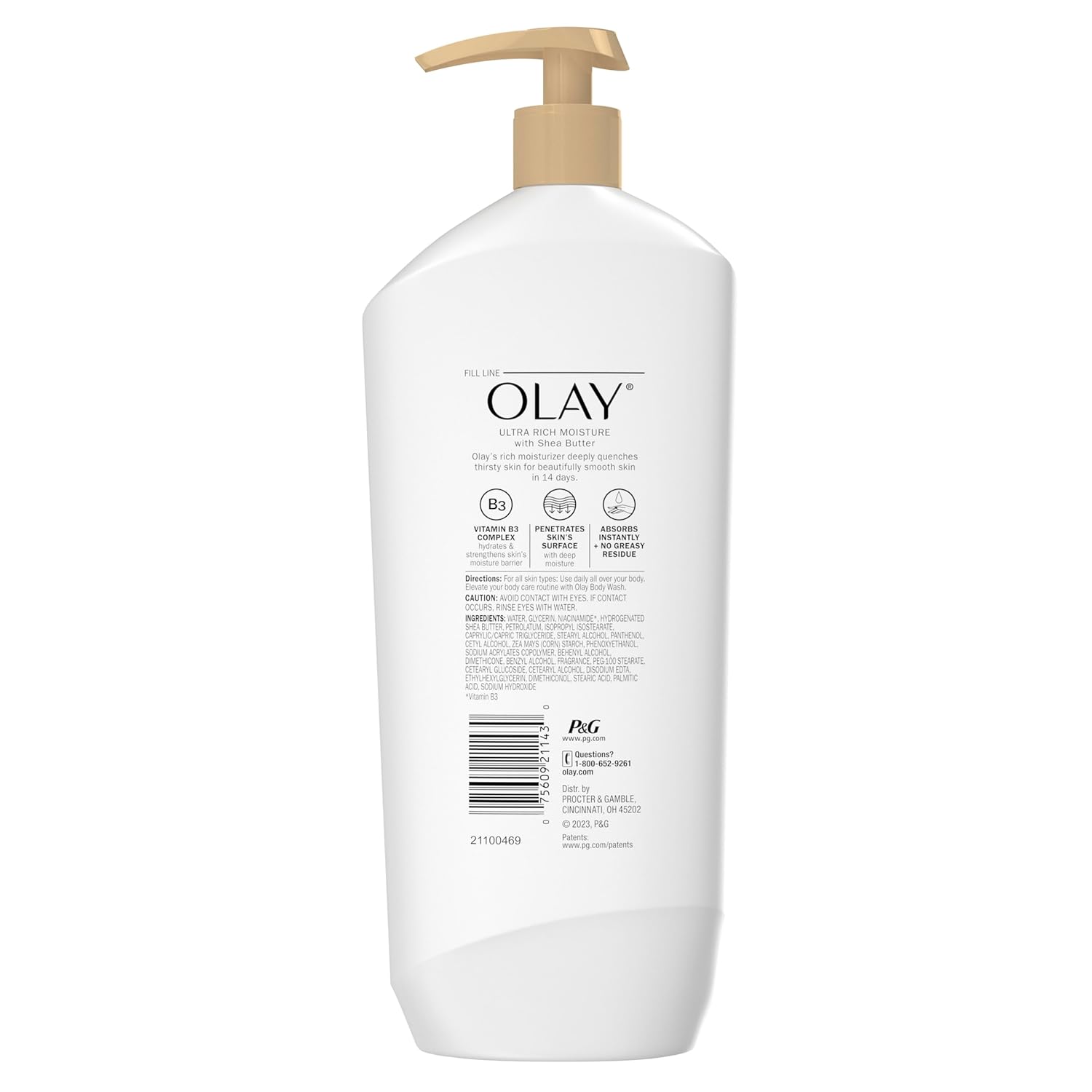 Olay Body Lotion – Premium Body Moisturizer for Her, Vitamin B3 Complex in an 18 fl oz Elegant Bottle