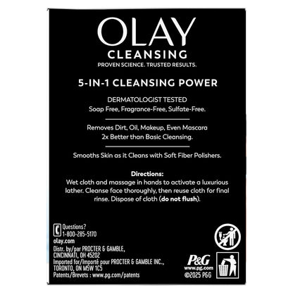 Olay Essential Face Cleansing Wipes – Single-Step Skincare, Neutral Pouch Design