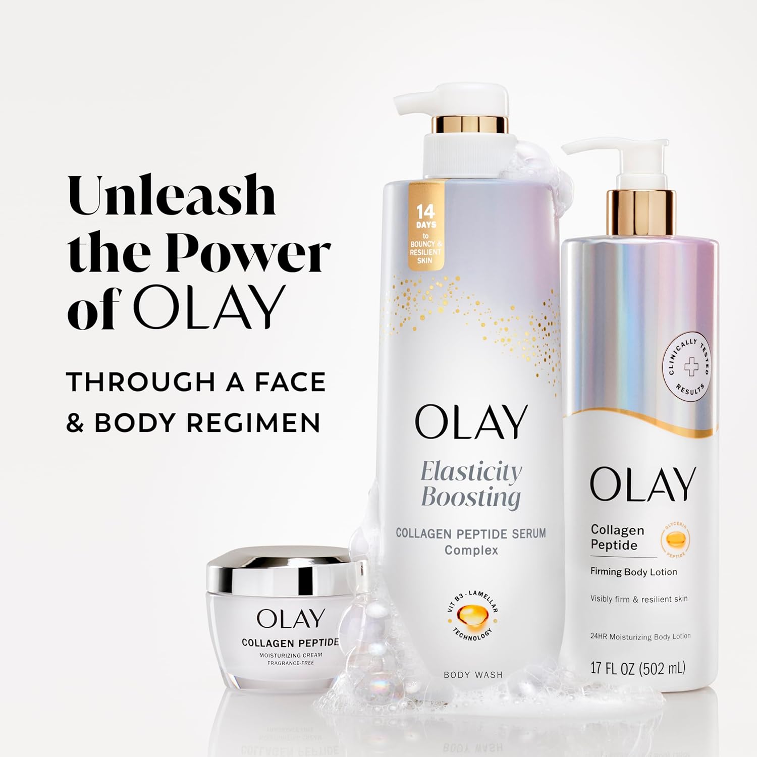 Olay Premium Body Wash Collection – Luxury Anti-Aging Serum Complex, Elevated Skincare in Elegant Pack of 4