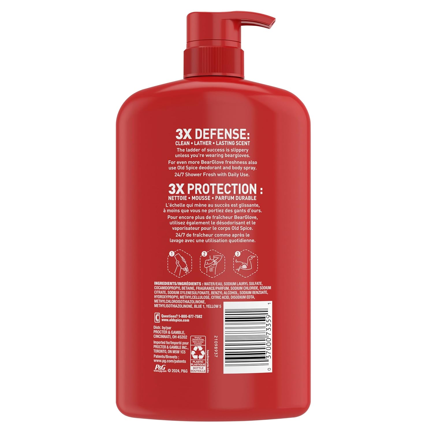 Old Spice 2-in-1 Body and Face Wash for Men – Daily Shower Ritual with Long-Lasting Bearglove Scent for Post-Workout Recovery