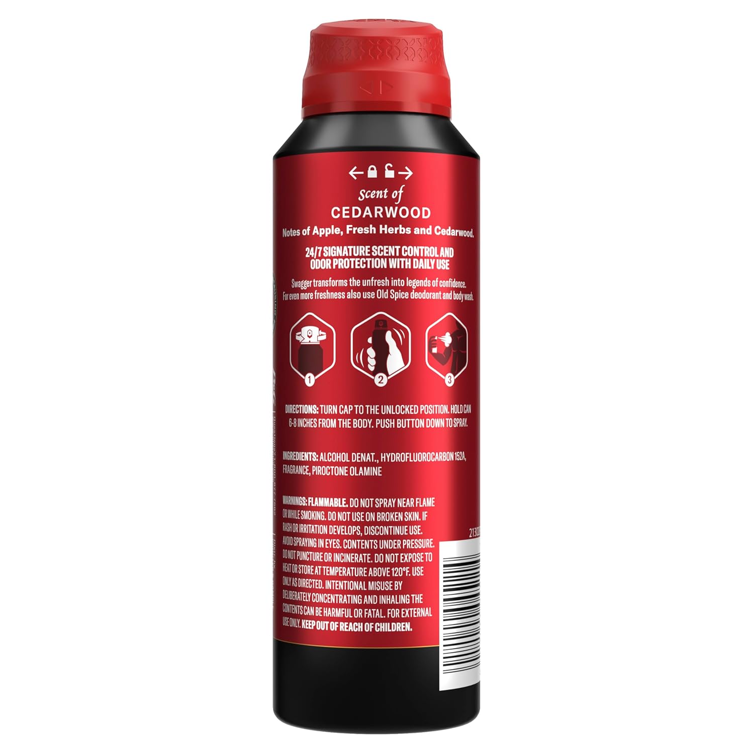 Old Spice Aluminum Free Body Spray for Men – Self-Care Grooming Ritual, 24/7 Odor Defense with Cedarwood, Apple & Fresh Herbs, Pack of 3