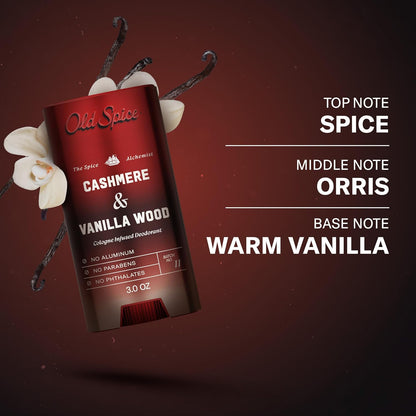 Old Spice Aluminum Free Deodorant – The Spice Alchemist Collection, Premium Cologne-Grade Solid Stick in Cashmere + Vanilla Wood