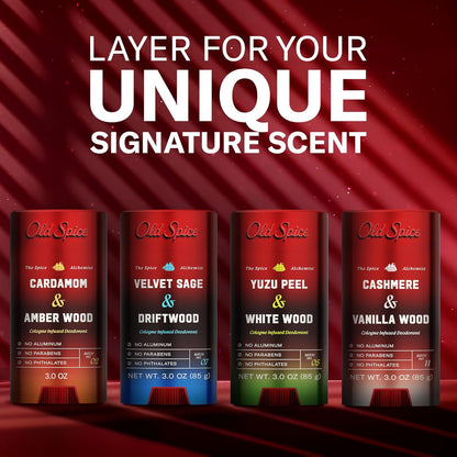 Old Spice Aluminum Free Deodorant – The Spice Alchemist Collection, Premium Cologne-Grade Solid Stick in Cashmere + Vanilla Wood