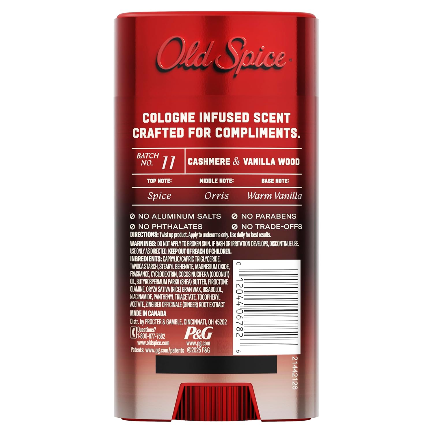 Old Spice Aluminum Free Deodorant – The Spice Alchemist Collection, Premium Cologne-Grade Solid Stick in Cashmere + Vanilla Wood