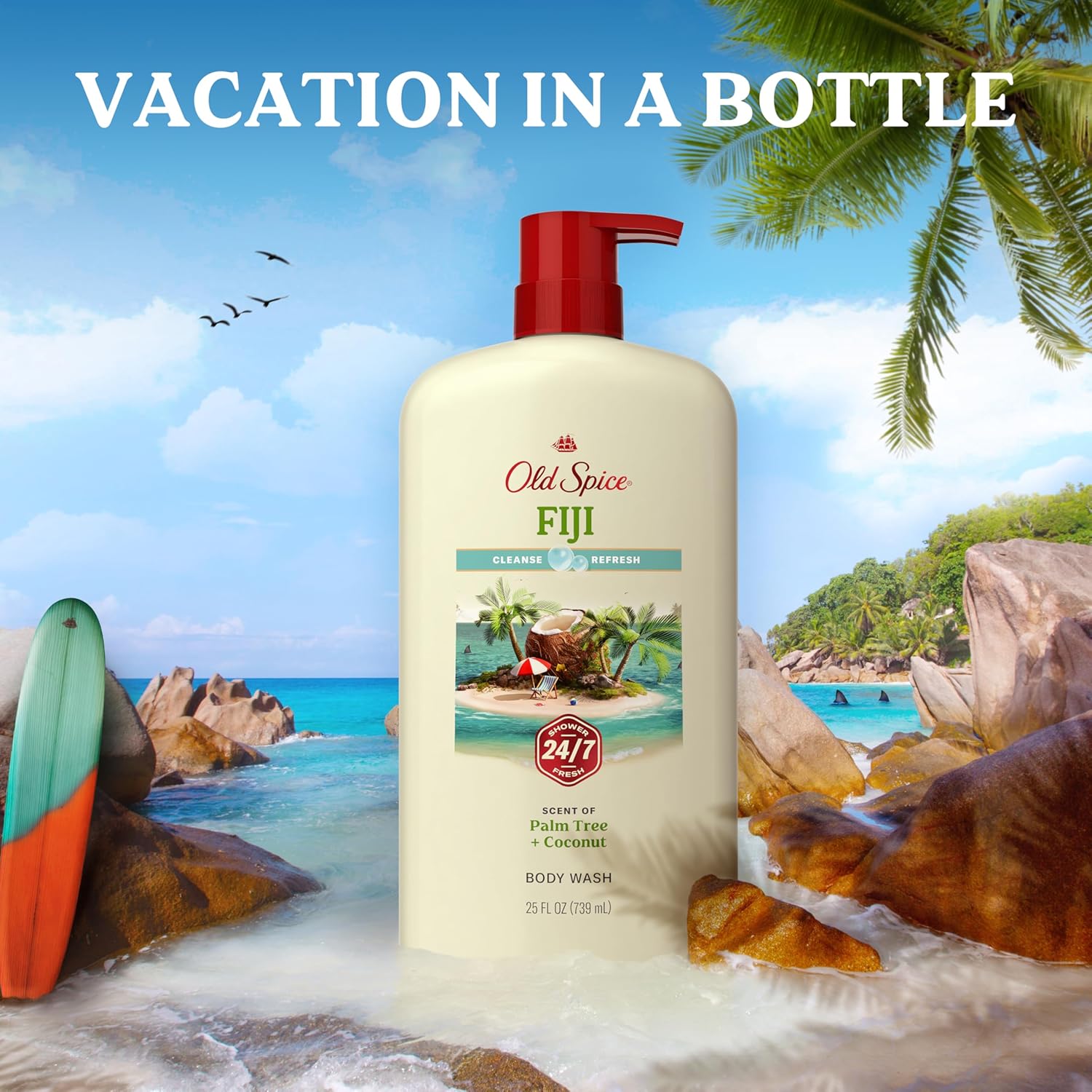 Old Spice Fiji Body Wash for Men – Long-Lasting 4-Pack Birthday Gift for Husband or Dad