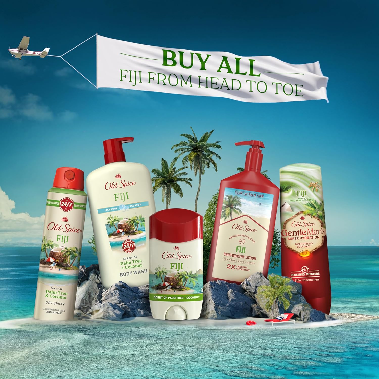 Old Spice Fiji Body Wash for Men – Long-Lasting 4-Pack Birthday Gift for Husband or Dad