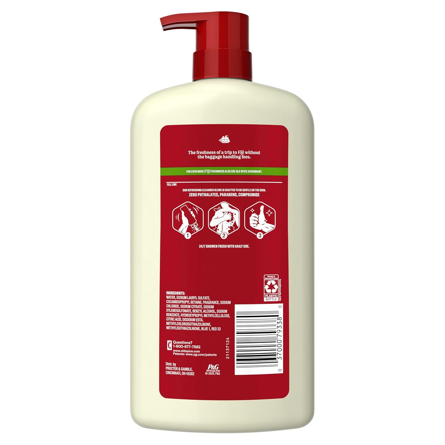 Old Spice Fiji Body Wash for Men – Long-Lasting 4-Pack Birthday Gift for Husband or Dad