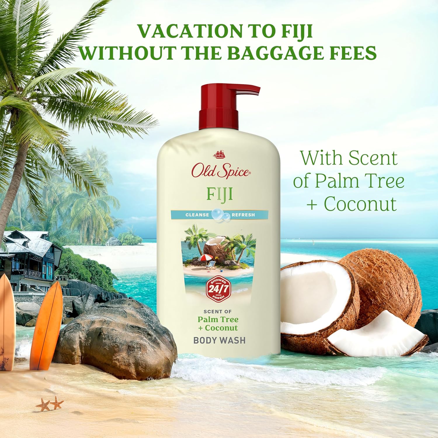 Old Spice Fiji Body Wash for Men – Tropical Coconut & Lavender Scent for a Spa-Like Shower
