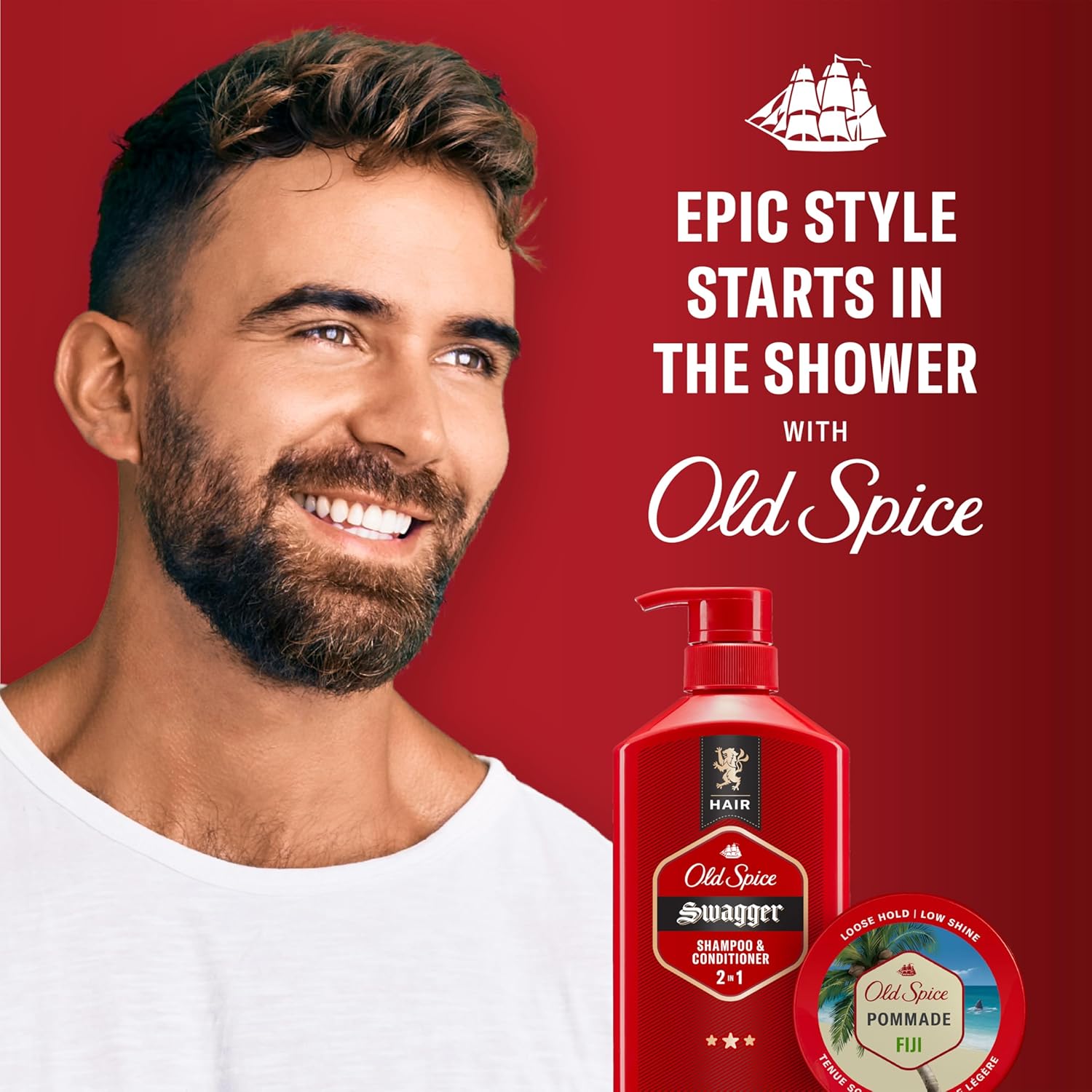Old Spice Fiji Hair Pomade for Men – Daily Self-Care Grooming Ritual, Matte Finish 2.22 oz