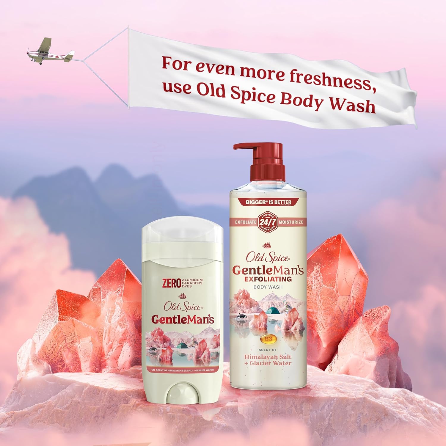 Old Spice GentleMan's Aluminum Free Deodorant – Nightly Self-Care Ritual for Sensitive Skin, Himalayan Sea Salt + Glacier Water Scent, 3 oz Pack of 3