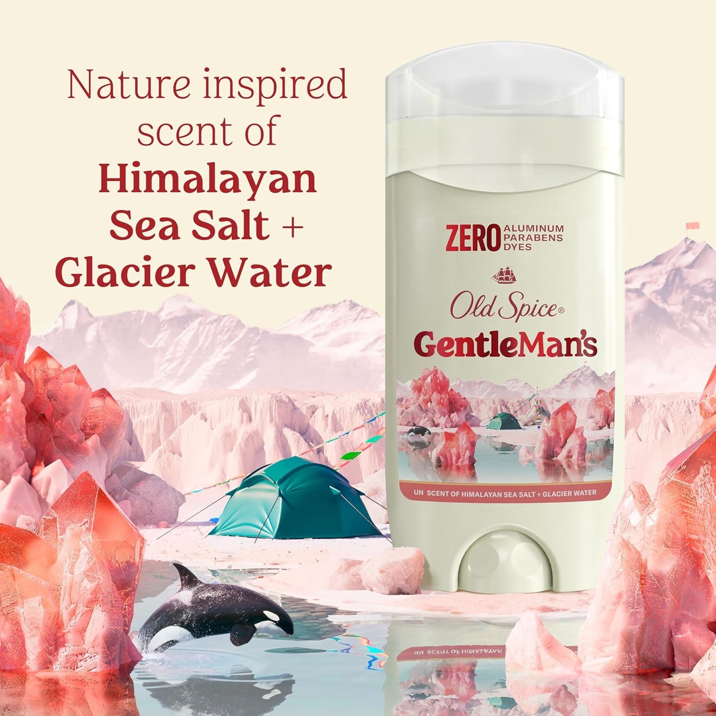 Old Spice GentleMan's Aluminum Free Deodorant – Nightly Self-Care Ritual for Sensitive Skin, Himalayan Sea Salt + Glacier Water Scent, 3 oz Pack of 3