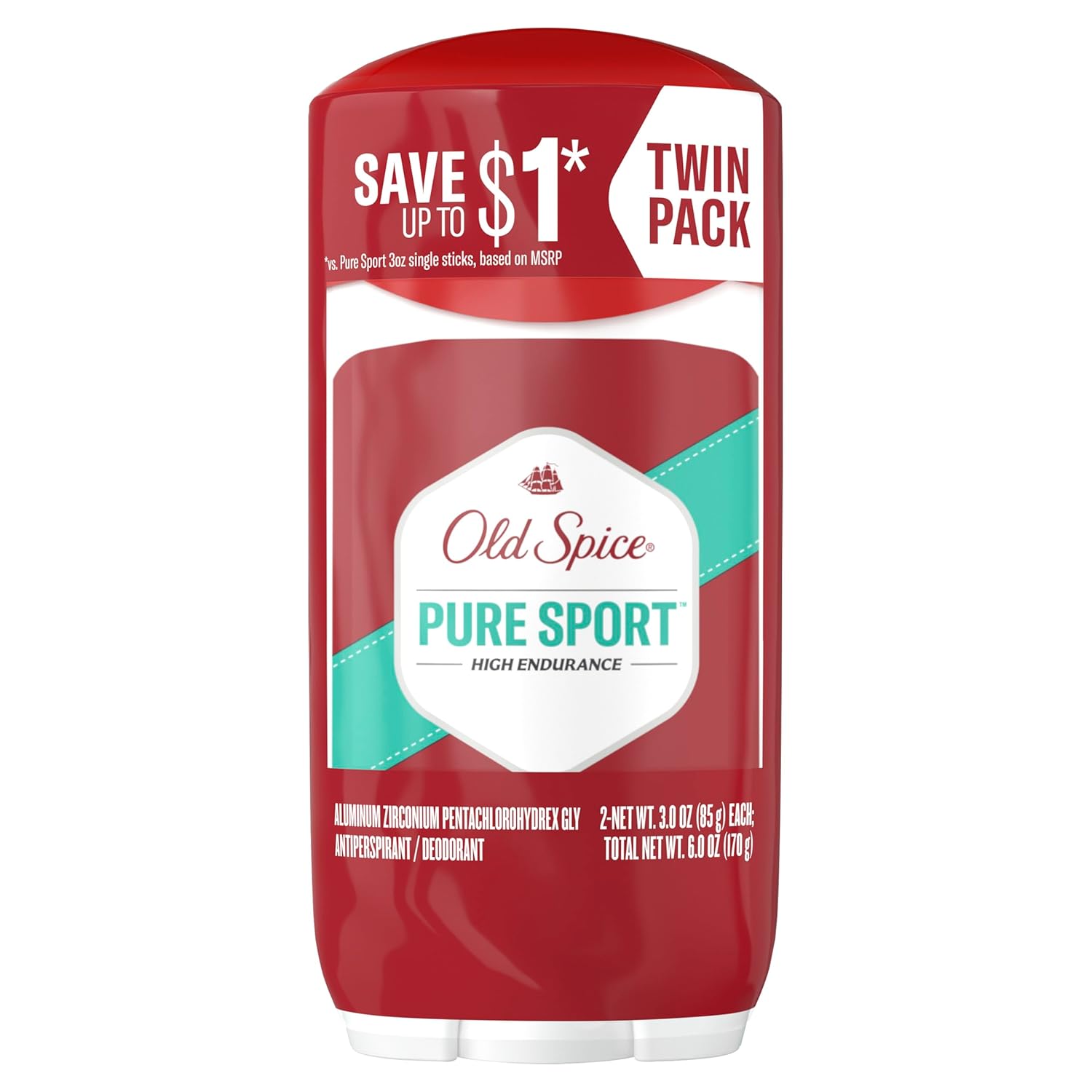 Old Spice High Endurance Antiperspirant – Practical Father's Day Gift for Dad Who Works Long Shifts, Pure Sport Scent Stick
