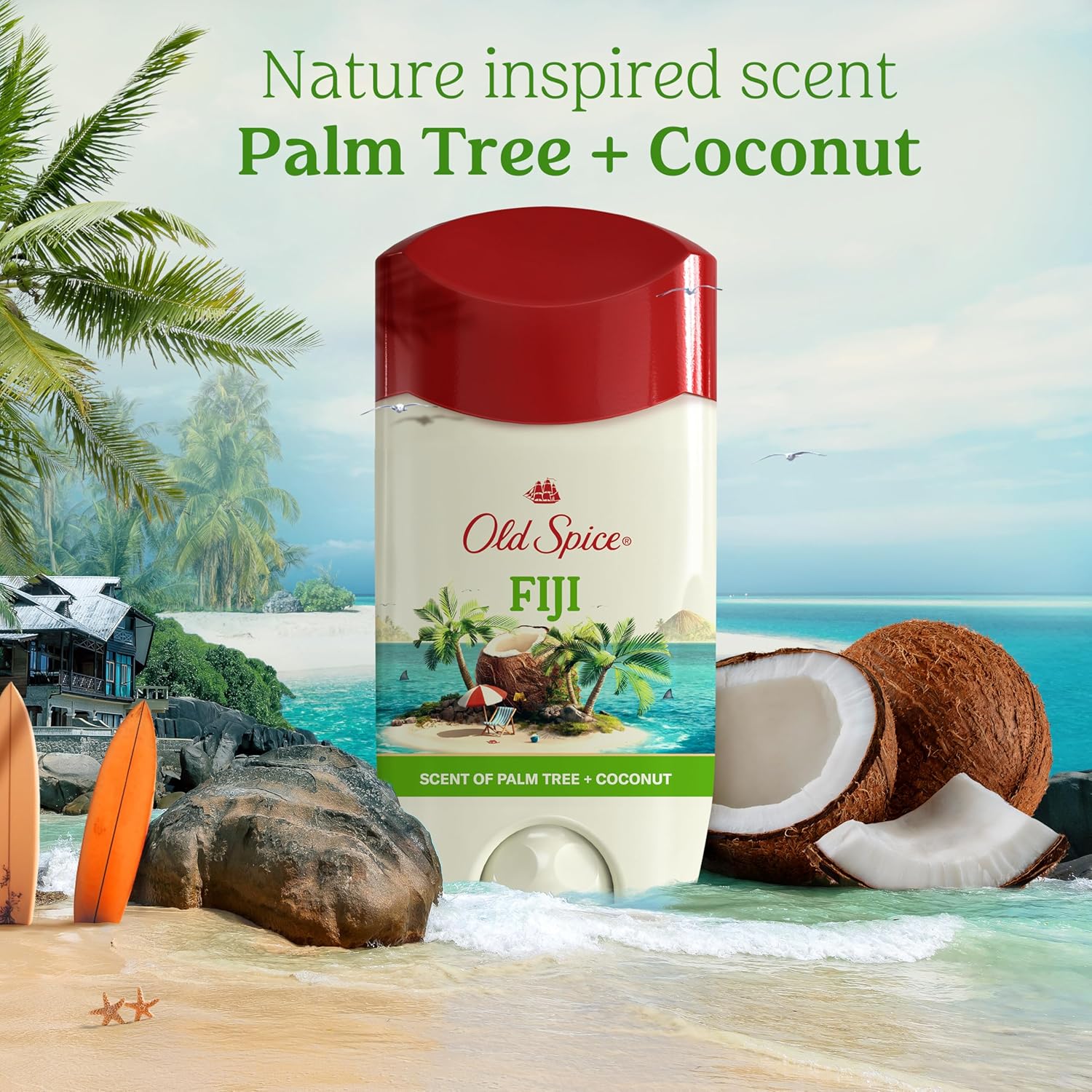 Old Spice Men's Antiperspirant & Deodorant – Outdoor and Patio Day Freshness with Fiji Scent, 3.4 oz Invisible Solid Pack of 3