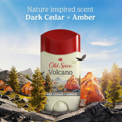 Old Spice Men's Antiperspirant & Deodorant Volcano with Charcoal – Camping and Hiking Grooming Kit, 3 Sticks Plus Travel Wash