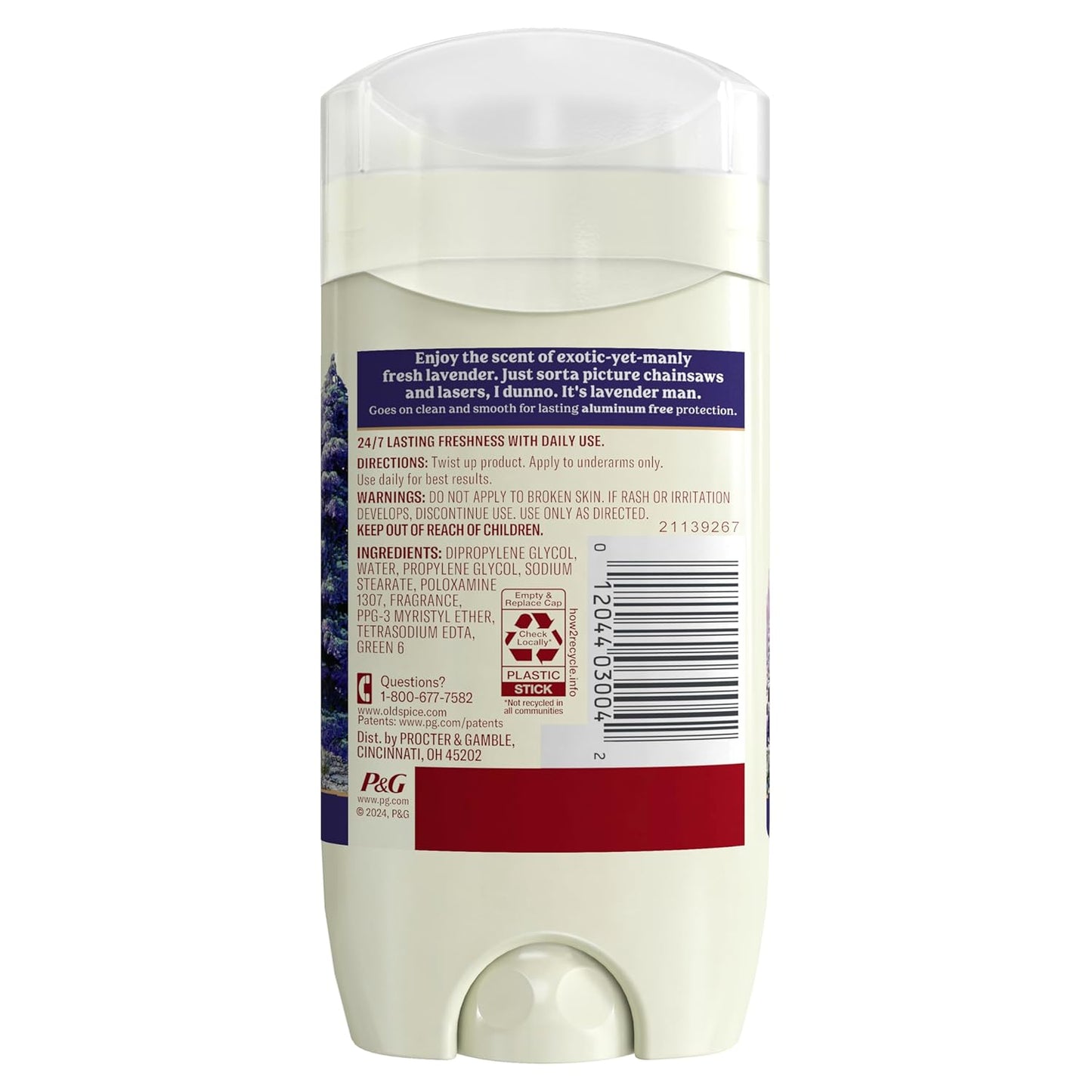 Old Spice Men's Deodorant Aluminum-Free Wilderness with Lavender – Mindful Daily Hygiene Essential for Self-Care Routines, 3oz (Pack of 3)