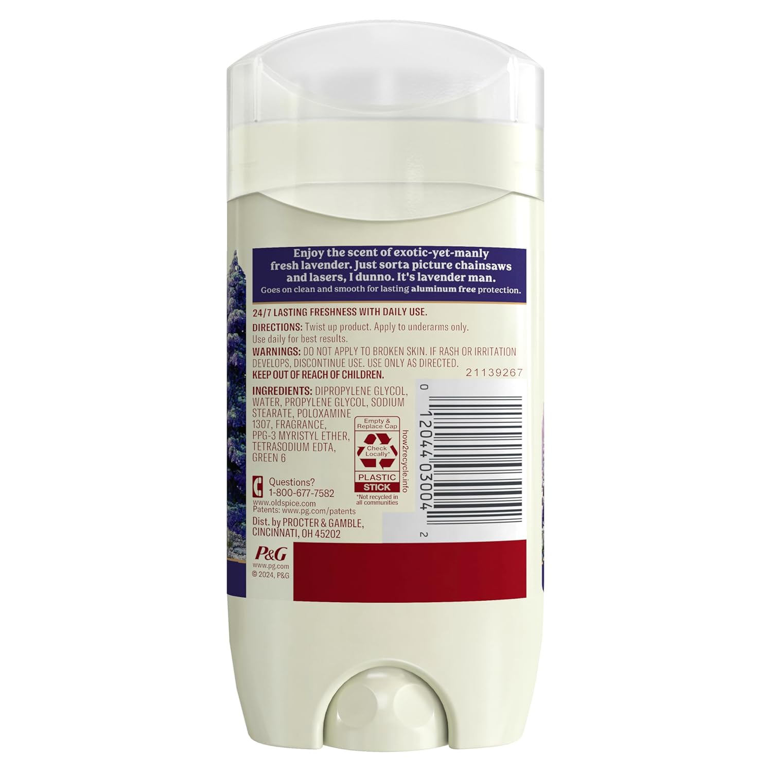 Old Spice Men's Deodorant Aluminum-Free Wilderness with Lavender – Mindful Daily Hygiene Essential for Self-Care Routines, 3oz (Pack of 3)