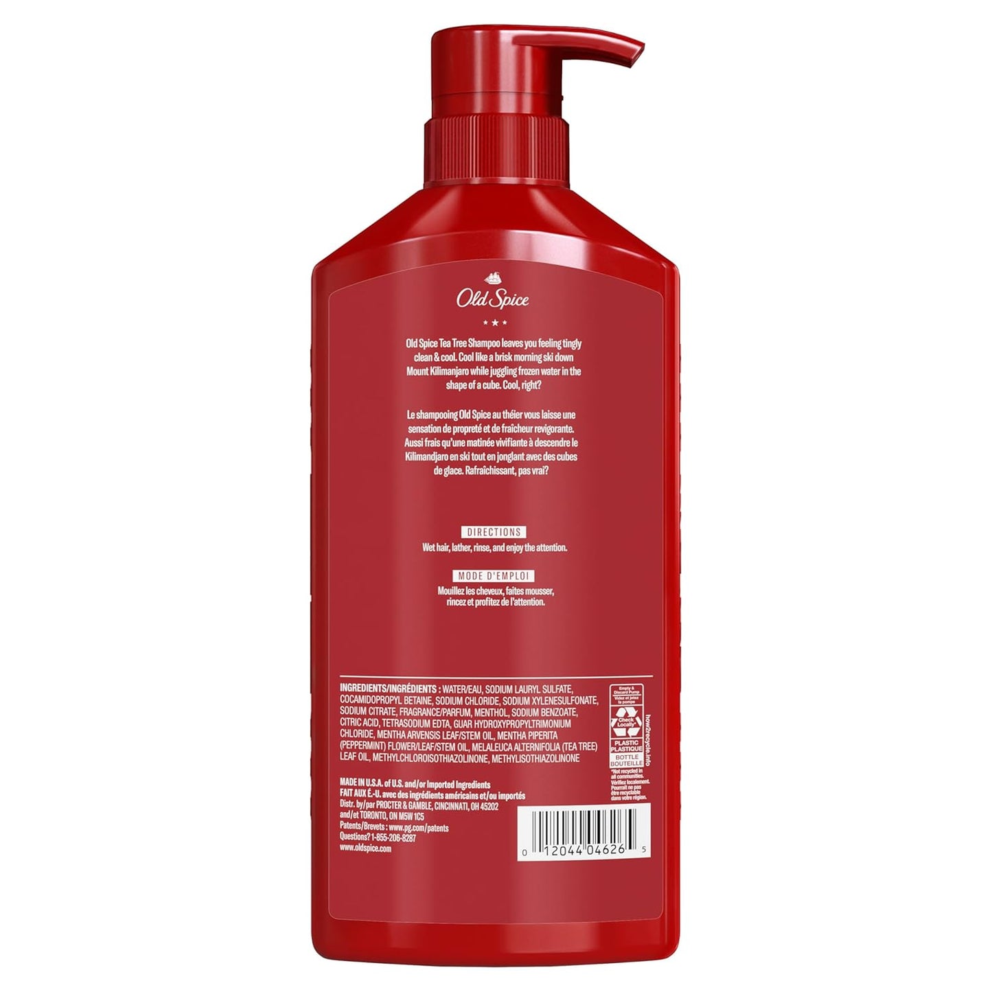 Old Spice Men's Tea Tree Shampoo – Daily Scalp-Care Ritual for the Home Bathroom Shower, Cooling Mint Tingle for Normal to Oily Hair