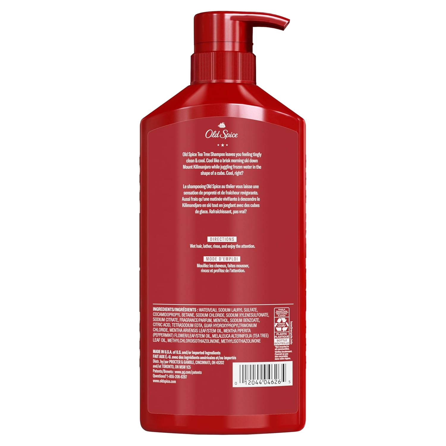 Old Spice Men's Tea Tree Shampoo – Daily Scalp-Care Ritual for the Home Bathroom Shower, Cooling Mint Tingle for Normal to Oily Hair
