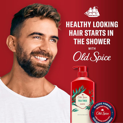 Old Spice Men's Tea Tree Shampoo – Daily Scalp-Care Ritual for the Home Bathroom Shower, Cooling Mint Tingle for Normal to Oily Hair