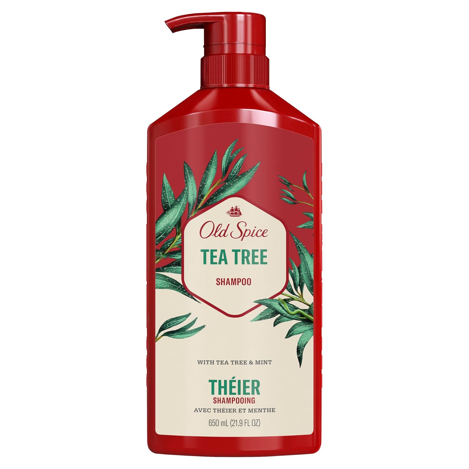 Old Spice Men's Tea Tree Shampoo – Daily Scalp-Care Ritual for the Home Bathroom Shower, Cooling Mint Tingle for Normal to Oily Hair