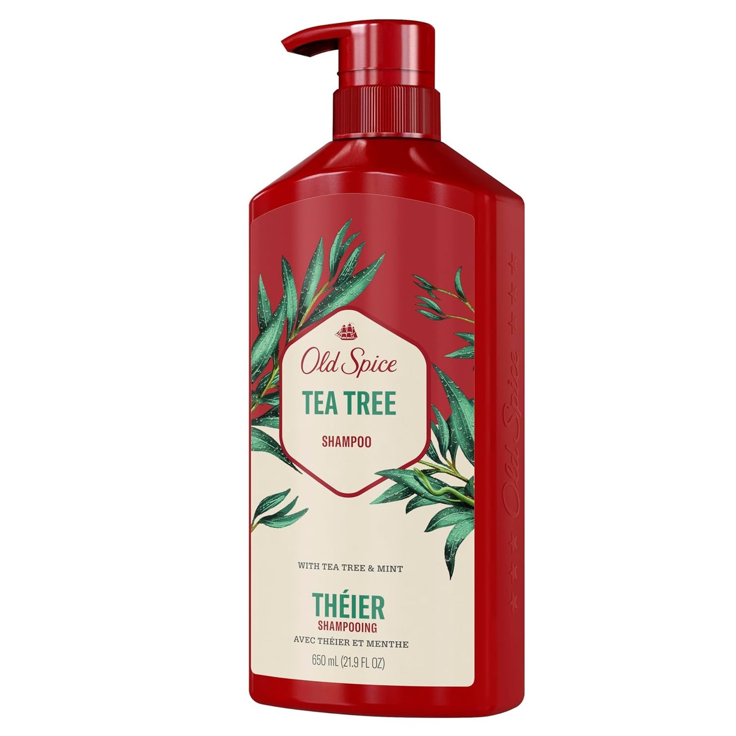 Old Spice Men's Tea Tree Shampoo – Daily Scalp-Care Ritual for the Home Bathroom Shower, Cooling Mint Tingle for Normal to Oily Hair