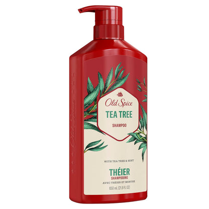 Old Spice Men's Tea Tree Shampoo – Travel-Size Hair Refresh for Camping, Gym Locker Room, and Beach Rinse-Off, Twin Pack