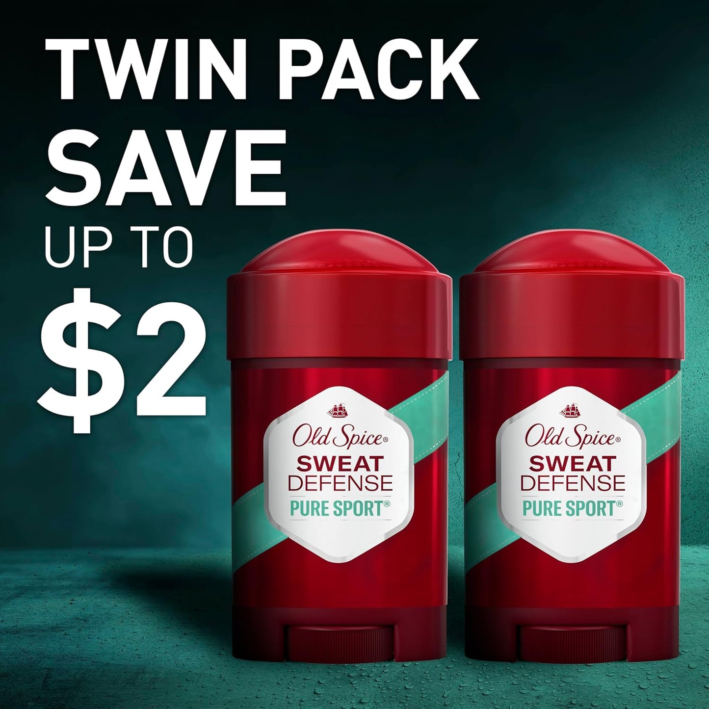 Old Spice Pure Sport Plus Antiperspirant – 48-Hour Sweat Control for Camping and Hiking Trips, 2.6 oz Twin Pack