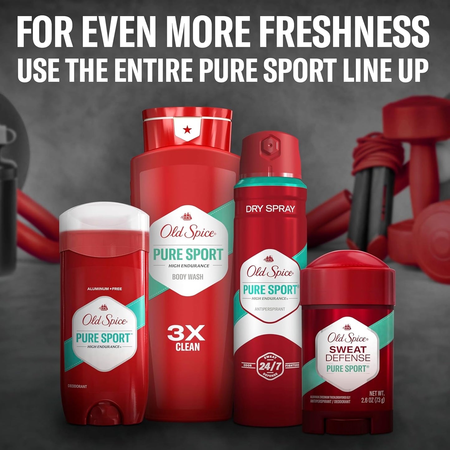 Old Spice Pure Sport Plus Antiperspirant – 48-Hour Sweat Control for Camping and Hiking Trips, 2.6 oz Twin Pack
