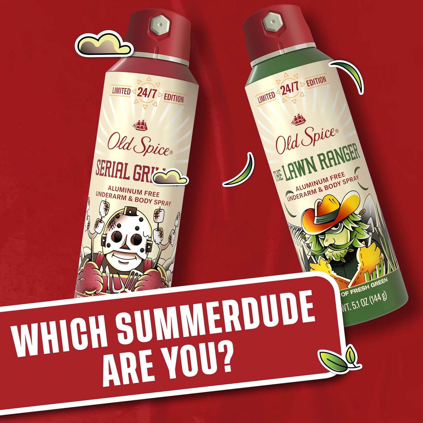 Old Spice Summerdudes Aluminum Free Body Spray – Playful Birthday Gift for Men Who Love Unique Scents, 5.1 oz Limited Edition