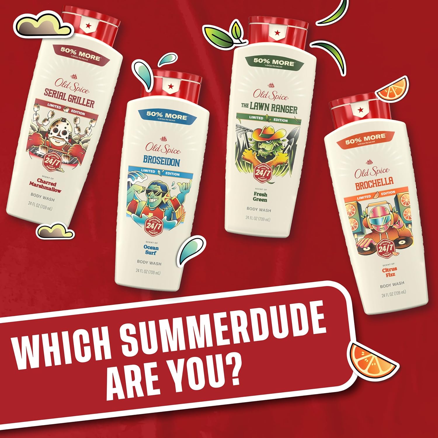 Old Spice Summerdudes Body Wash – Refreshing Rinse for After Yard Work, 24 oz Outdoor Post-Activity Cleanse
