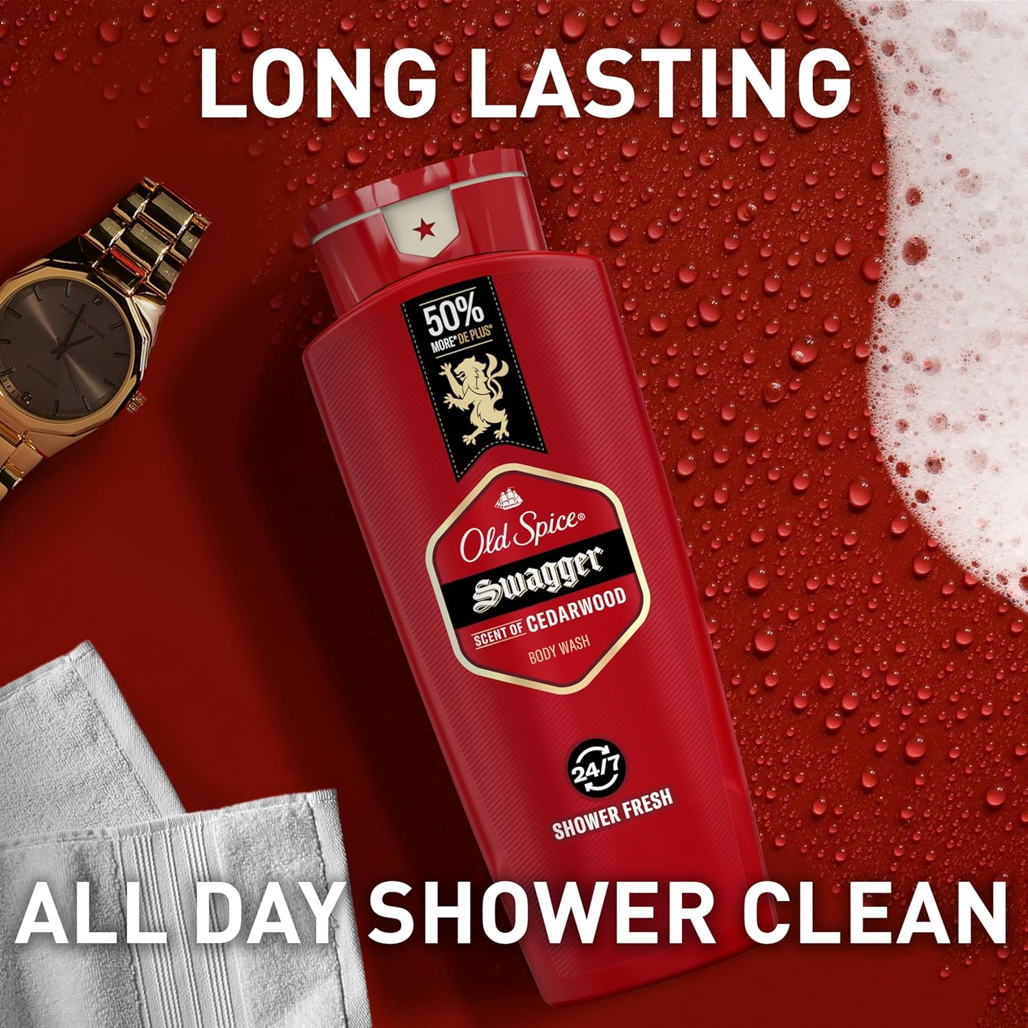 Old Spice Swagger Body Wash 3X Defense Gift Set for Men, 24 oz Pack of 4 Cedarwood Scent for Father's Day and Birthday Surprises