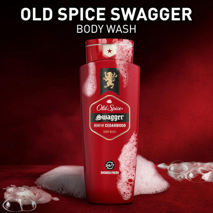 Old Spice Swagger Body Wash 3X Defense Gift Set for Men, 24 oz Pack of 4 Cedarwood Scent for Father's Day and Birthday Surprises