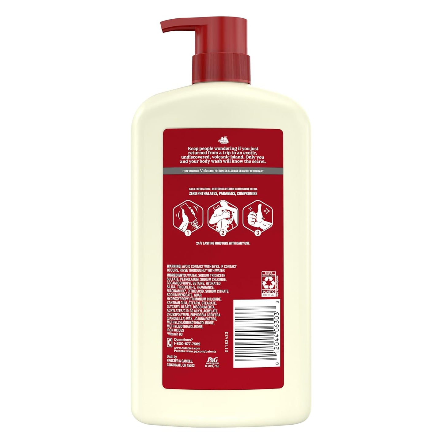 Old Spice Volcano Body Wash for Men, 30 oz – Birthday Gift for Him with Dark Cedar and Amber Long-Lasting Scent