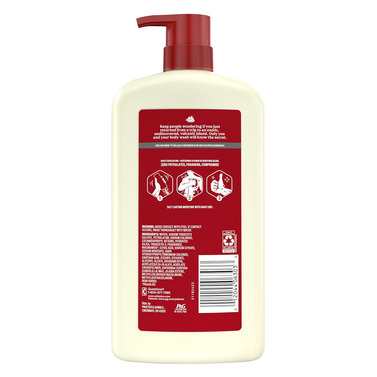 Old Spice Volcano Body Wash for Men, 30 oz – Birthday Gift for Him with Dark Cedar and Amber Long-Lasting Scent