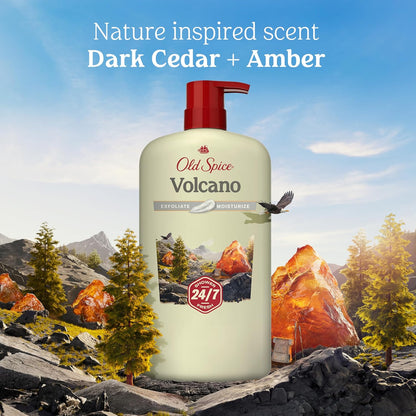 Old Spice Volcano Body Wash for Men, 30 oz – Birthday Gift for Him with Dark Cedar and Amber Long-Lasting Scent