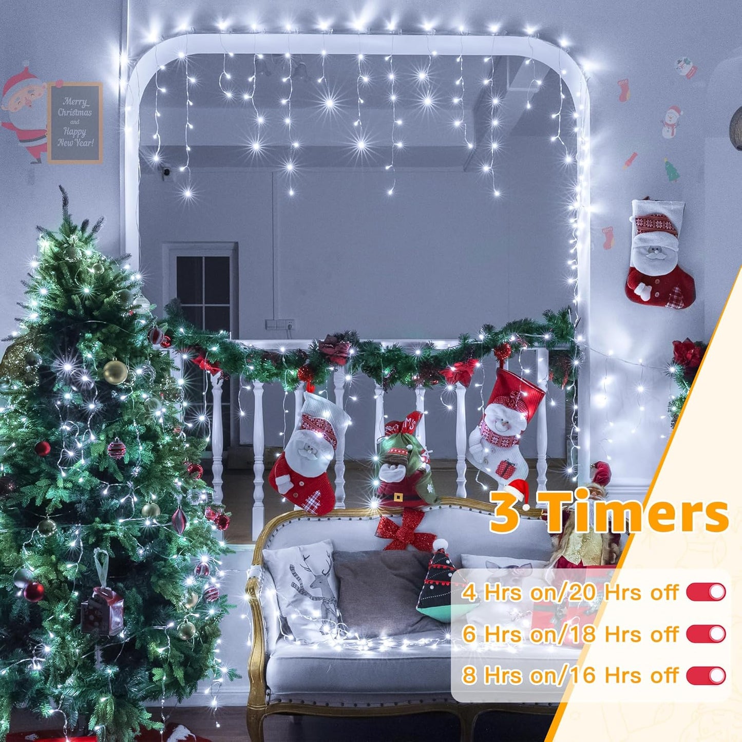 Ollny Icicle Lights 720 LED 60FT – Thoughtful Holiday Gift for Mom and Home Decor Lovers, Dimmable Waterproof String Lights