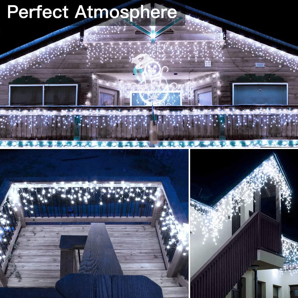 Ollny Icicle Lights 720 LED 60FT – Thoughtful Holiday Gift for Mom and Home Decor Lovers, Dimmable Waterproof String Lights