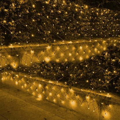 Ollny Outdoor Christmas Net Lights – Green Wire Holiday Mesh Lights 12ft x 5ft for Patio, Fence and Garden Bushes, 8 Mode Waterproof