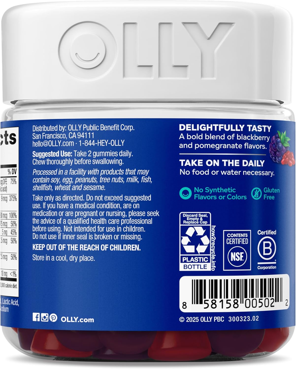 OLLY Men's Multivitamin Gummy – Thoughtful Wellness Gift for Husbands and Dads, Blackberry Flavor