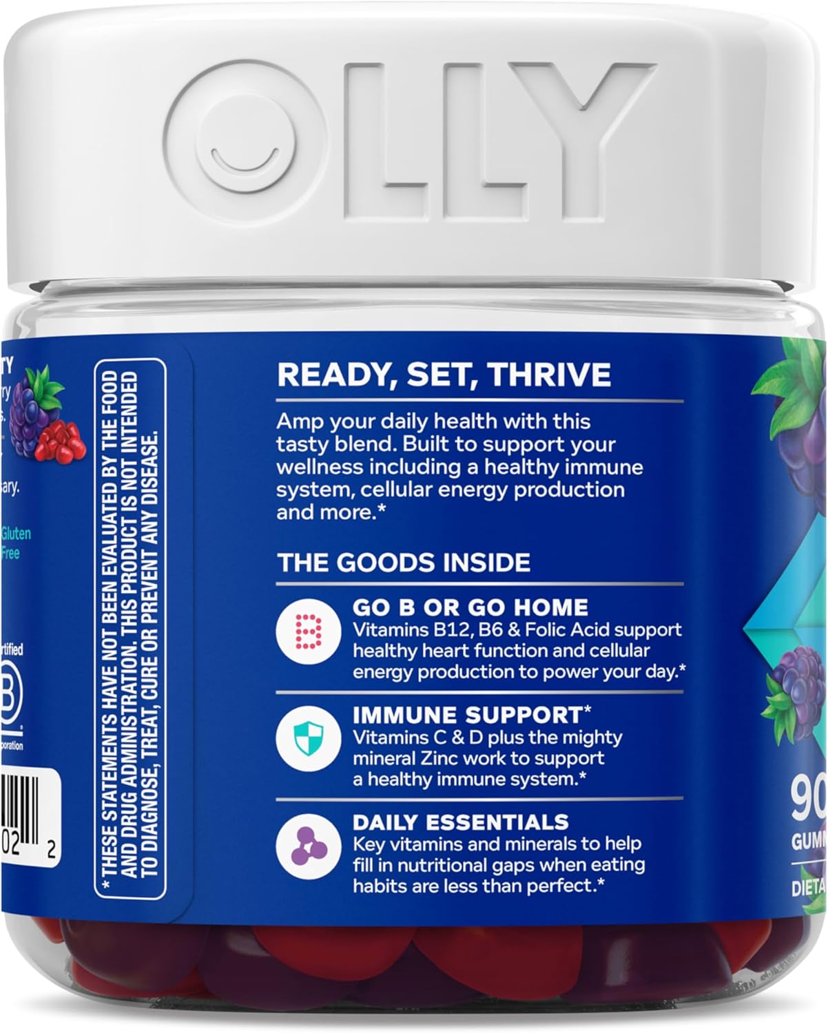 OLLY Men's Multivitamin Gummy – Thoughtful Wellness Gift for Husbands and Dads, Blackberry Flavor